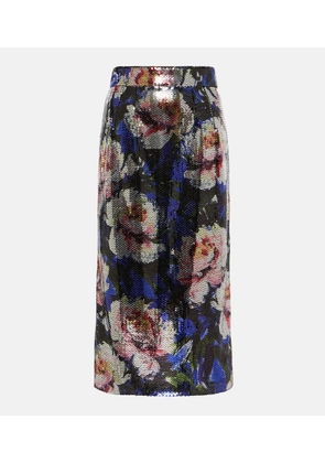 Dolce&Gabbana Sequined floral midi skirt