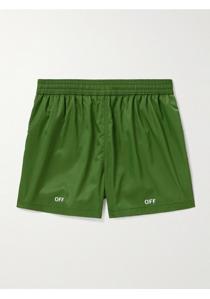 Off-White - Straight-Leg Short-Length Logo-Print Swim Shorts - Men - Green - S