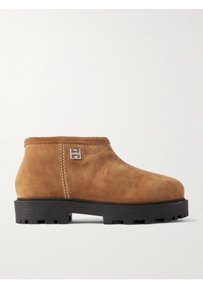 Givenchy - Shearling-Lined Logo-Embellished Suede Boots - Men - Neutrals - EU 40