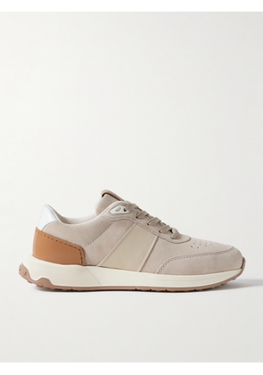 Tod's - Leather-Trimmed Suede Sneakers - Men - Neutrals - UK 7