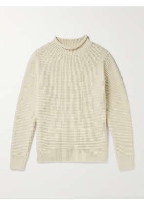 Sunspel - Waffle-Knit Merino Wool Mock-Neck Sweater - Men - Neutrals - S