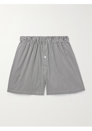 Maison Margiela - Straight-Leg Striped Cotton-Blend Poplin Shorts - Men - Gray - XS