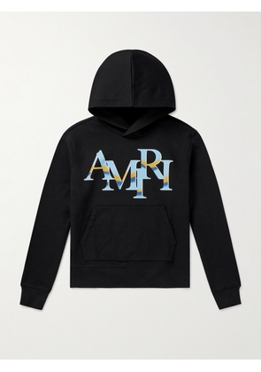 AMIRI - Staggered Chrome Logo-Print Cotton-Jersey Hoodie - Men - Black - S