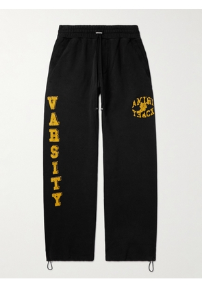 AMIRI - Wide-Leg Logo-Flocked Cotton-Jersey Sweatpants - Men - Black - XS