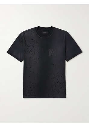 AMIRI - Shotgun Logo-Print Distressed Cotton-Jersey T-Shirt - Men - Black - XS