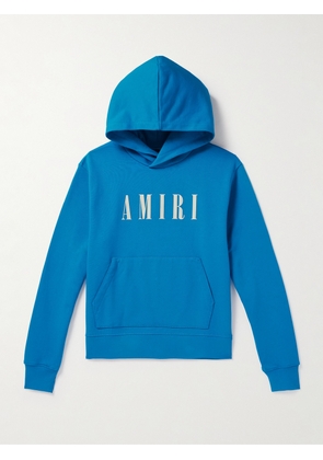 AMIRI - Logo-Print Cotton-Jersey Hoodie - Men - Blue - XS