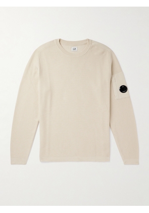 C.P. Company - Logo-Appliquéd Ribbed Sea Island Cotton Sweater - Men - Neutrals - IT 46