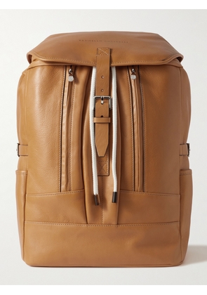 Brunello Cucinelli - Logo-Debossed Full-Grain Leather Backpack - Men - Brown