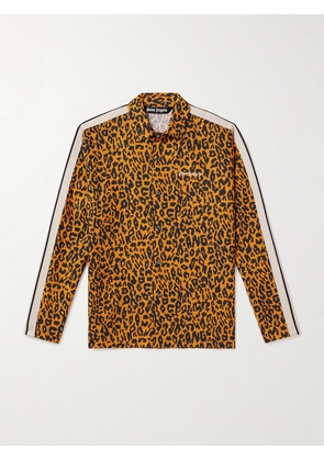 Palm Angels - Webbing-Trimmed Leopard-Print Linen and Cotton-Blend Shirt - Men - Orange - M