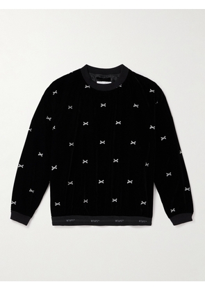 WTAPS - Embroidered Velour Sweatshirt - Men - Black - M