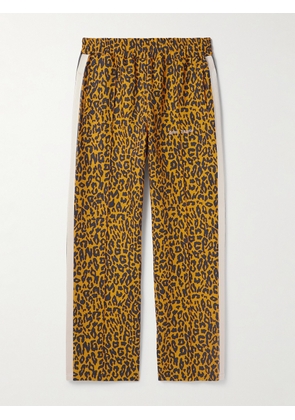 Palm Angels - Straight-Leg Leopard-Print Striped Linen and Cotton-Blend Jersey Track Pants - Men - Orange - M