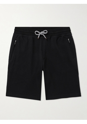 Brunello Cucinelli - Straight-Leg Cotton-Blend Jersey Drawstring Shorts - Men - Black - XS