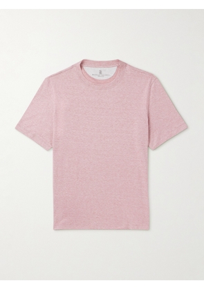 Brunello Cucinelli - Slub Linen and Cotton-Blend Jersey T-Shirt - Men - Pink - S