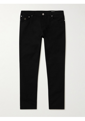 Brunello Cucinelli - Slim-Fit Straight-Leg Logo-Embroidered Jeans - Men - Black - IT 46