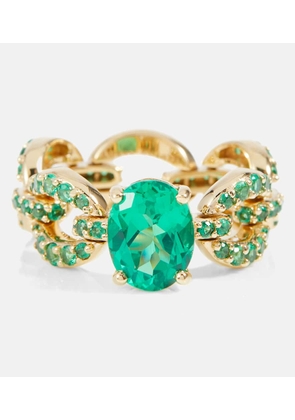 Nadine Aysoy Catena Petite 18kt gold ring with emeralds