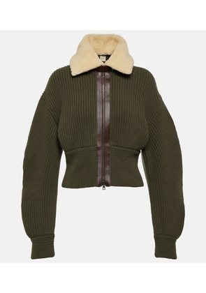 Tod's Leather-trimmed virgin wool cardigan
