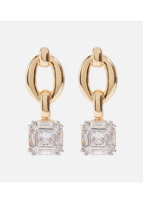 Nadine Aysoy Catena Illusion Assher 18kt gold earrings with diamonds