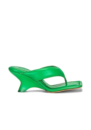 GIA BORGHINI for FWRD Leather Thong Wedge Sandal in Flash Green - Dark Green. Size 35 (also in ).