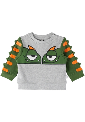 Stella McCartney Baby Gray & Green Double Gecko Sweatshirt