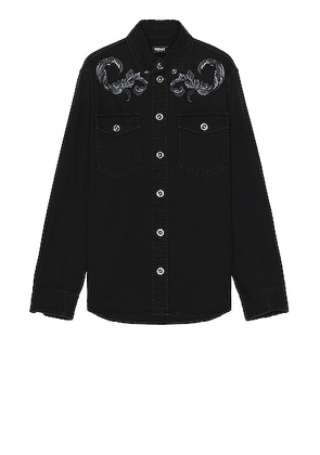 VERSACE Denim Shirt in Faded Washed Black - Black. Size 46 (also in 48, 50, 52).