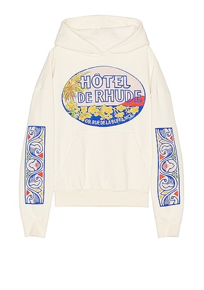 Rhude Hotel Hoodie in Vintage White - Ivory. Size S (also in L, M, XL/1X).