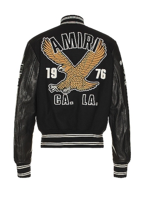 Amiri Oversized Eagle Varsity Jacket in Black - Black. Size S (also in L, M, XL/1X).