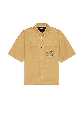 Amiri Arts District Camp Shirt in Sepia Tint - Tan. Size 46 (also in 48, 50, 52).