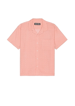 DOUBLE RAINBOUU Short Sleeve Hawaiian Shirt in PEACHY ANGLAIS - Pink. Size S (also in L, M, XL/1X).