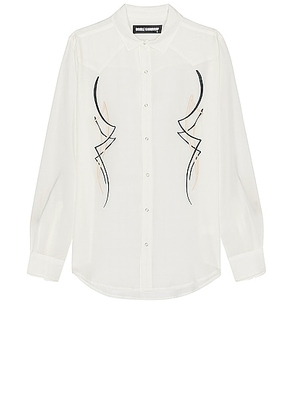 DOUBLE RAINBOUU West World Shirt in Fast Car - White. Size S (also in L, M, XL/1X).