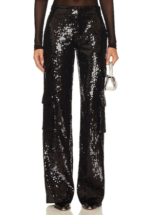 Alice + Olivia Hayes Sequin Cargo Pant in Black. Size 4.