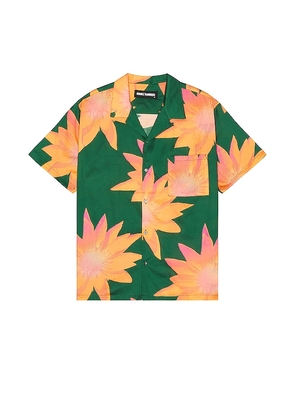 DOUBLE RAINBOUU Short Sleeve Hawaiian Shirt in Green. Size M.