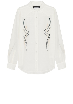 DOUBLE RAINBOUU West World Shirt in White. Size L, M, XL/1X.