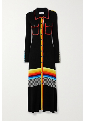 Christopher John Rogers - Striped Ribbed Wool-blend Midi Shirt Dress - Black - x small,small,medium,large,x large,xx large