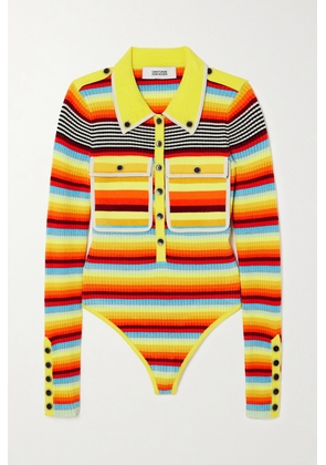 Christopher John Rogers - Striped Ribbed-knit Bodysuit - Multi - x small,small,medium,large,x large,xx large
