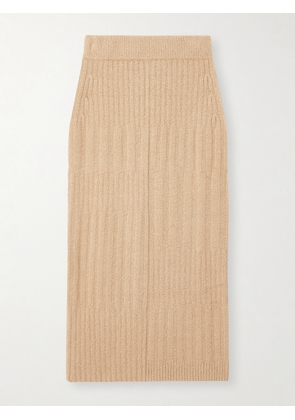 Lauren Manoogian - Collage Ribbed Pima Cotton-blend Bouclé Midi Skirt - Neutrals - 1,2,3