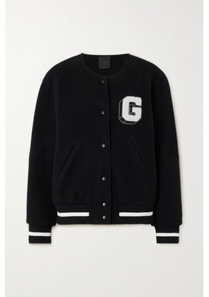 Givenchy - Embroidered Ribbed Wool Bomber Jacket - Black - x small,small,medium,large,x large
