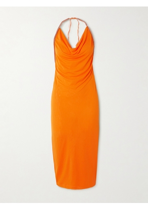 Dion Lee - Barball Open-back Bead-embellished Mesh Halterneck Midi Dress - Orange - UK 4,UK 6,UK 8,UK 10,UK 12,UK 14