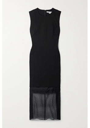 Jason Wu Collection - Silk-trimmed Crepe Midi Dress - Black - US0,US2,US4,US6,US8,US10,US12,US14