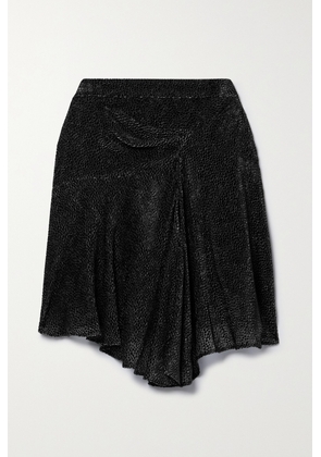 Isabel Marant - Selena Asymmetric Draped Flocked Chiffon Mini Skirt - Black - FR34,FR36,FR38,FR40,FR42,FR44