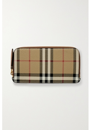 Burberry - Checked Textured And Smooth Leather Wallet - Neutrals - One size