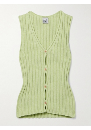 Baserange - Loulou Ribbed Organic Cotton Vest - Green - x small,small,medium,large