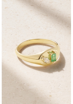 STONE AND STRAND - 10-karat Gold, Emerald And Diamond Signet Ring - 3,3 1/2,4