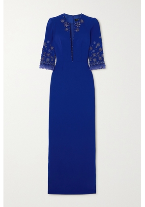 Jenny Packham - Sandrine Embellished Cutout Cady Gown - Blue - UK 6,UK 8,UK 10,UK 12,UK 14,UK 16,UK 18
