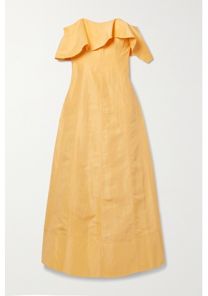 Aje - Shallows Strapless Linen-blend Gown - Yellow - UK 4,UK 6,UK 8,UK 10,UK 12,UK 14,UK 16