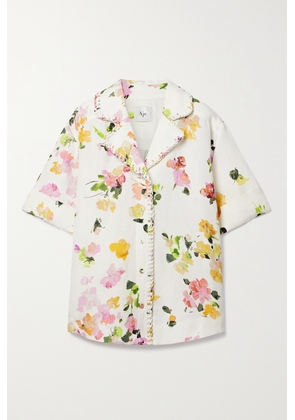 Aje - Constance Whipstitched Floral-print Linen-blend Shirt - Pink - UK 4,UK 6,UK 8,UK 10,UK 12,UK 14,UK 16