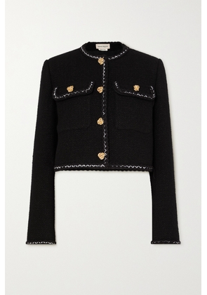 Alexander McQueen - Cropped Embroidered Wool-blend Tweed Jacket - Black - IT38,IT40,IT42,IT44,IT46,IT48