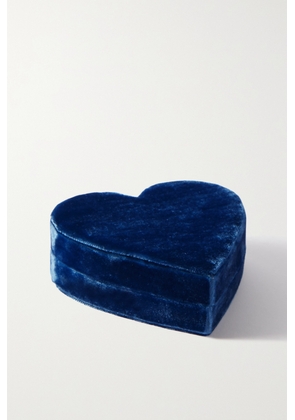 Roxanne First - Small Heart Velvet Jewelry Box - Blue - One size