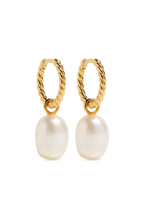 Missoma pearl-pendant twisted hoop earrings - Gold