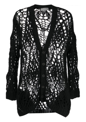 Yohji Yamamoto open-knit wool-blend cardigan - Black