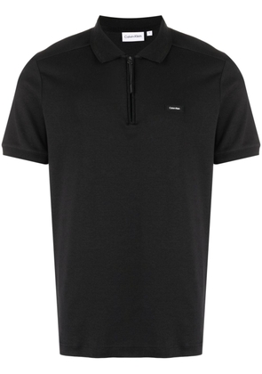 Calvin Klein logo-appliqué zip-up polo shirt - Black